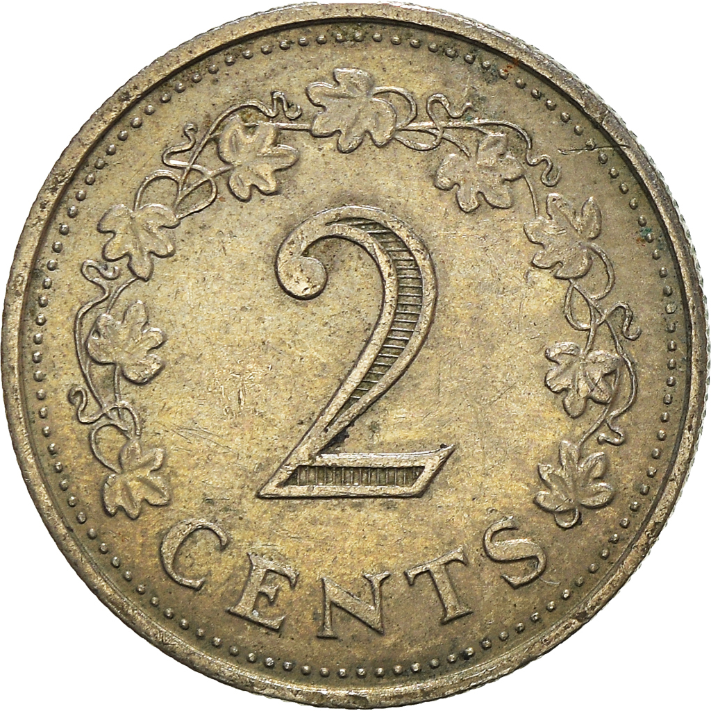 Moneda, Malta, 2 Cents, 1972