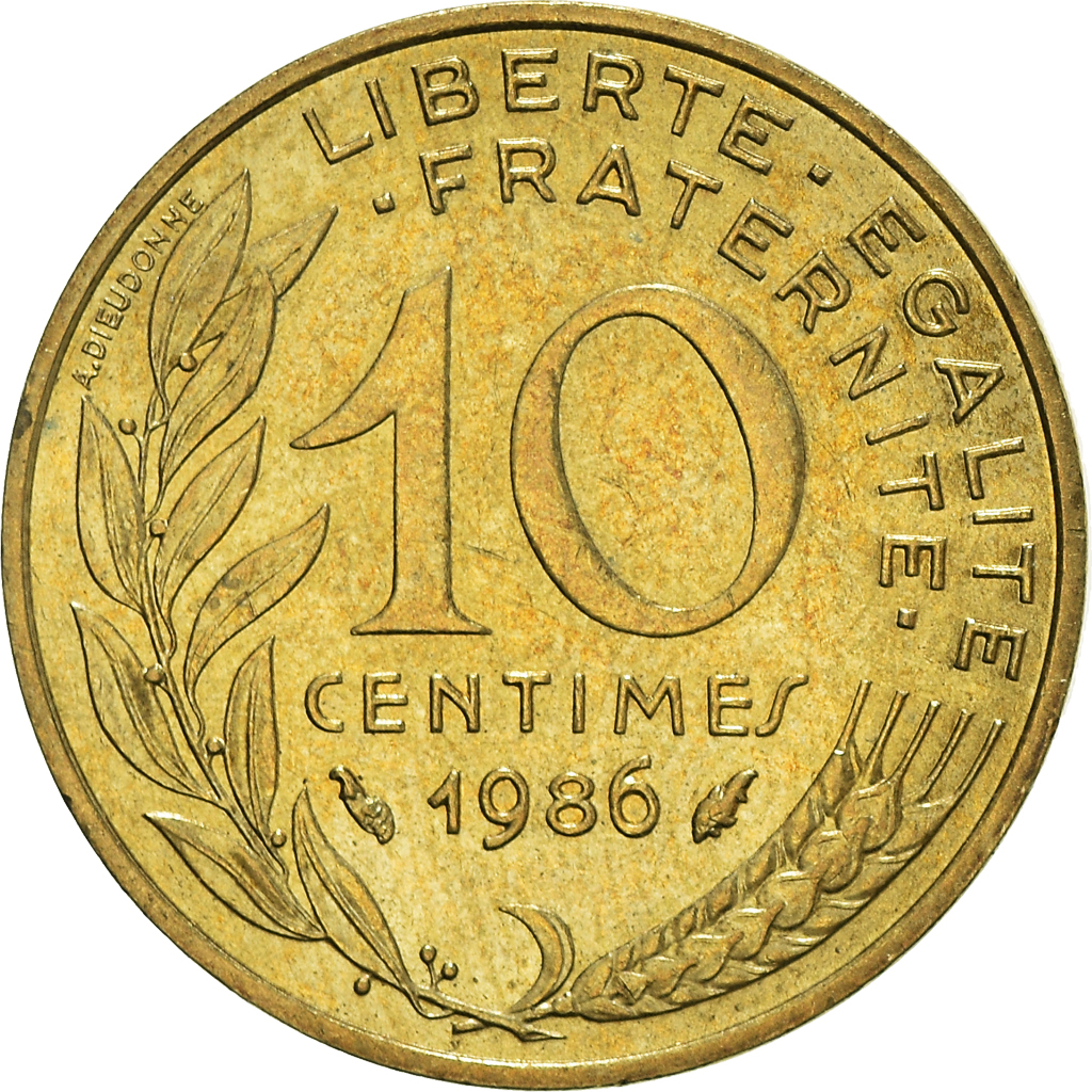 Moneda, Francia, 10 Centimes, 1986