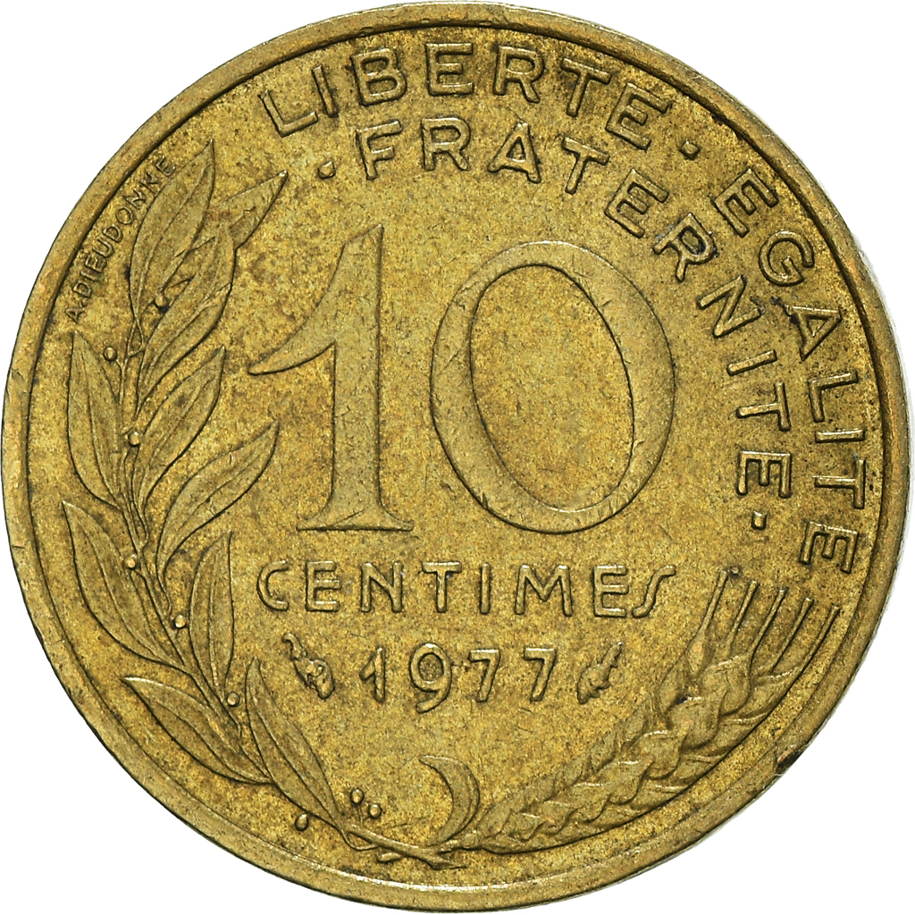 Moneda, Francia, 10 Centimes, 1977