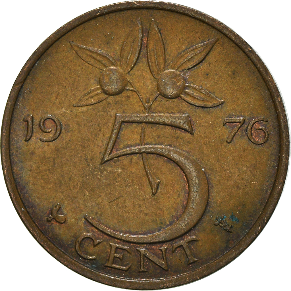 Moneda, Países Bajos, 5 Cents, 1976