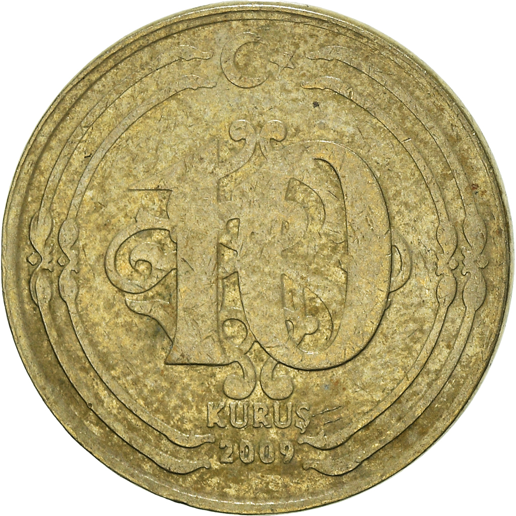 Moneda, Turquía, 10 Kurus, 2009