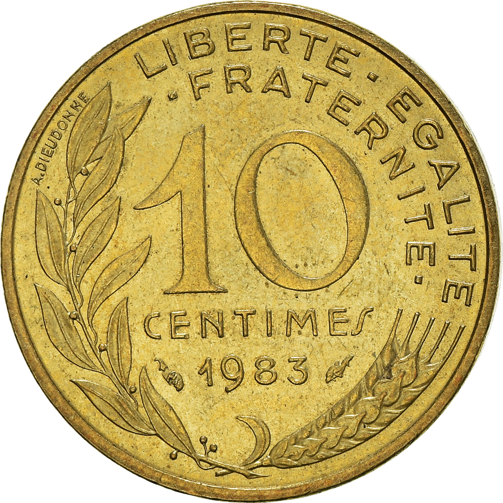 Moneda, Francia, 10 Centimes, 1983