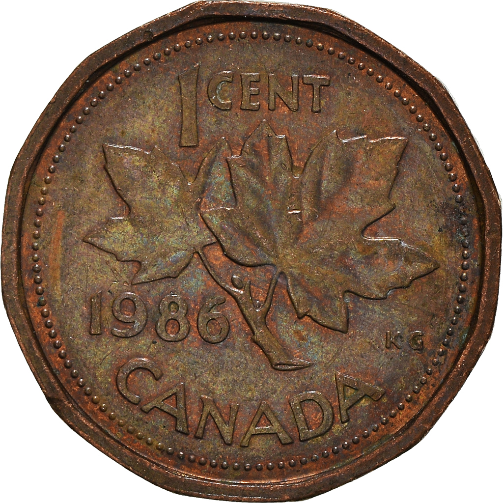 Moneda, Canadá, Cent, 1986
