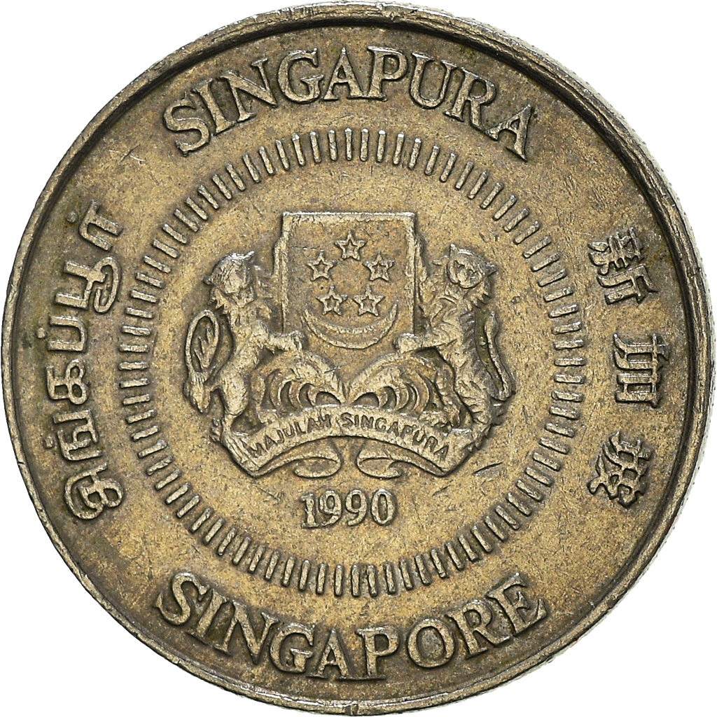 Moneda, Singapur, 10 Cents, 1990
