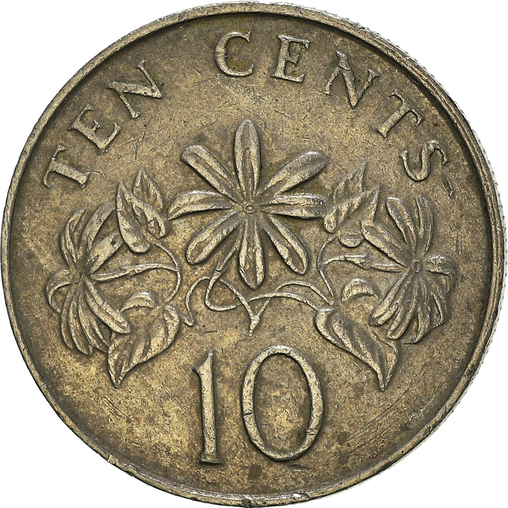 Moneda, Singapur, 10 Cents, 1990