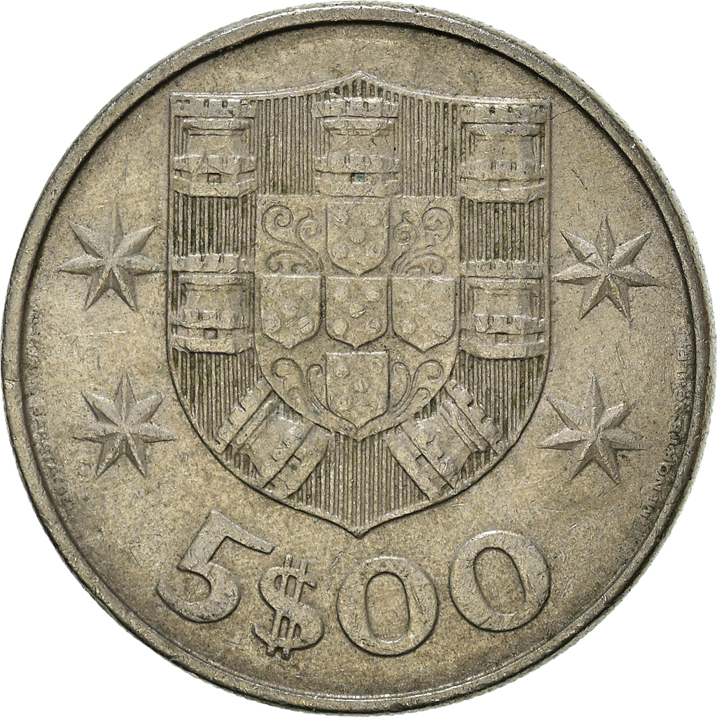 Moneda, Portugal, 5 Escudos, 1977