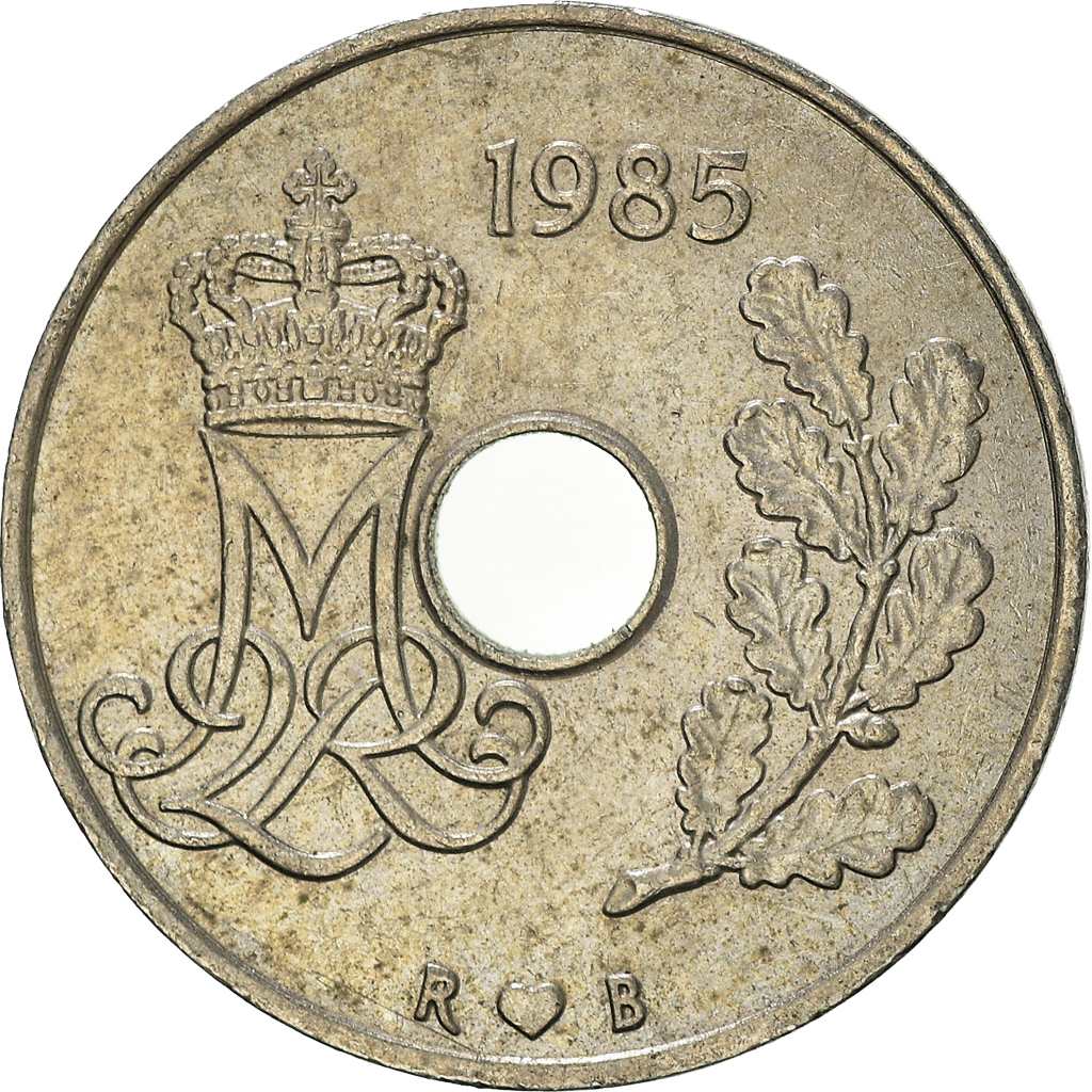 Moneda, Dinamarca, 25 Öre, 1985