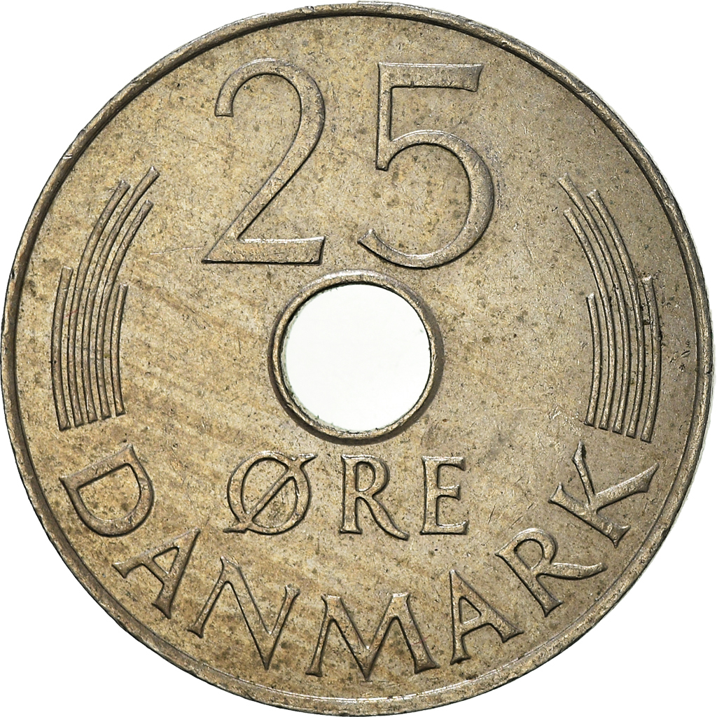 Moneda, Dinamarca, 25 Öre, 1985
