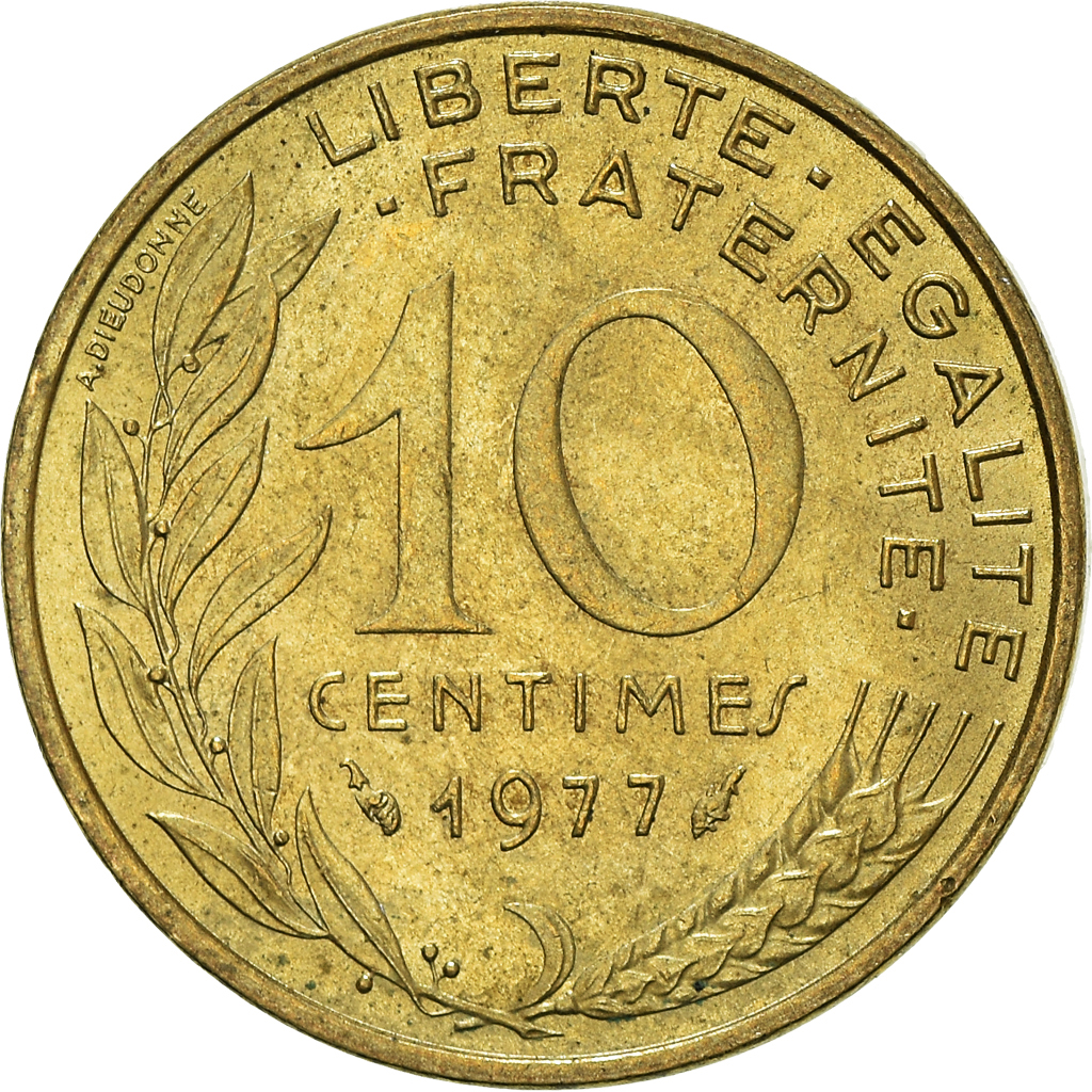 Moneda, Francia, 10 Centimes, 1977