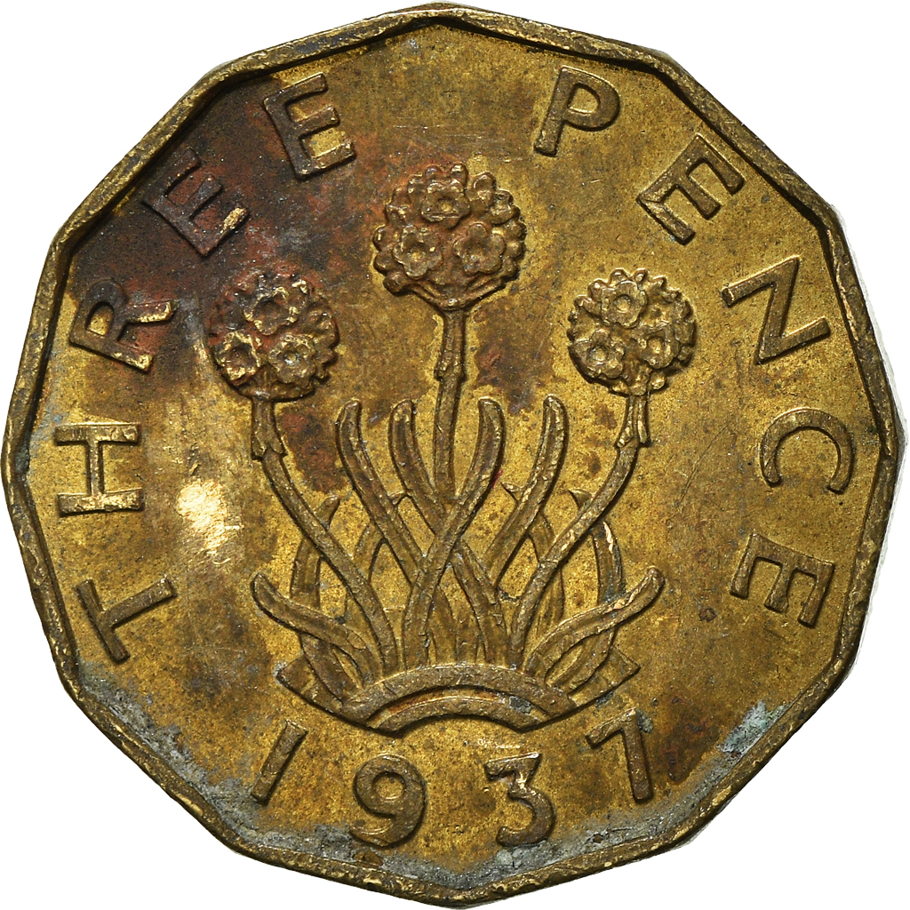 Moneda, Gran Bretaña, 3 Pence, 1937