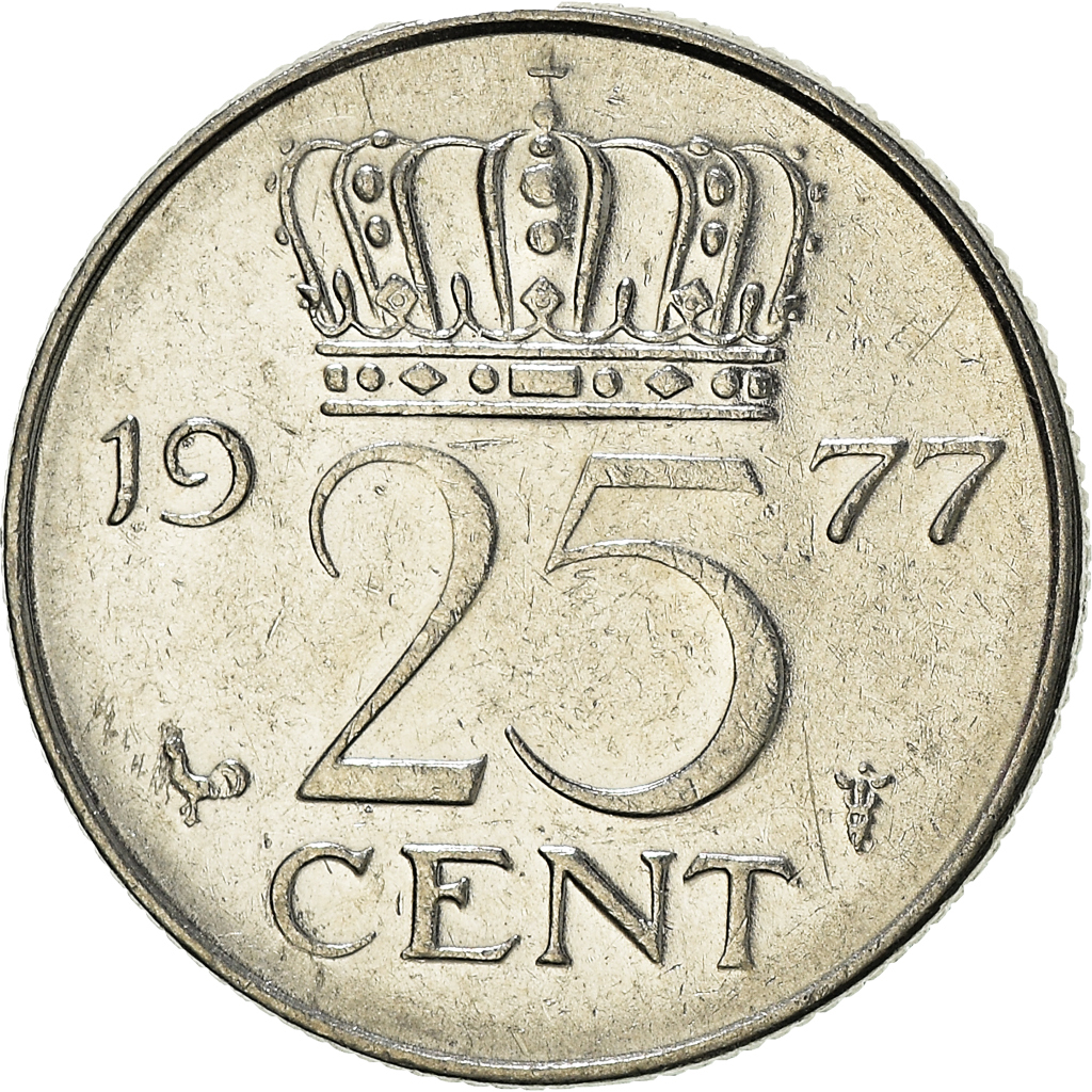 Moneda, Países Bajos, 25 Cents, 1977