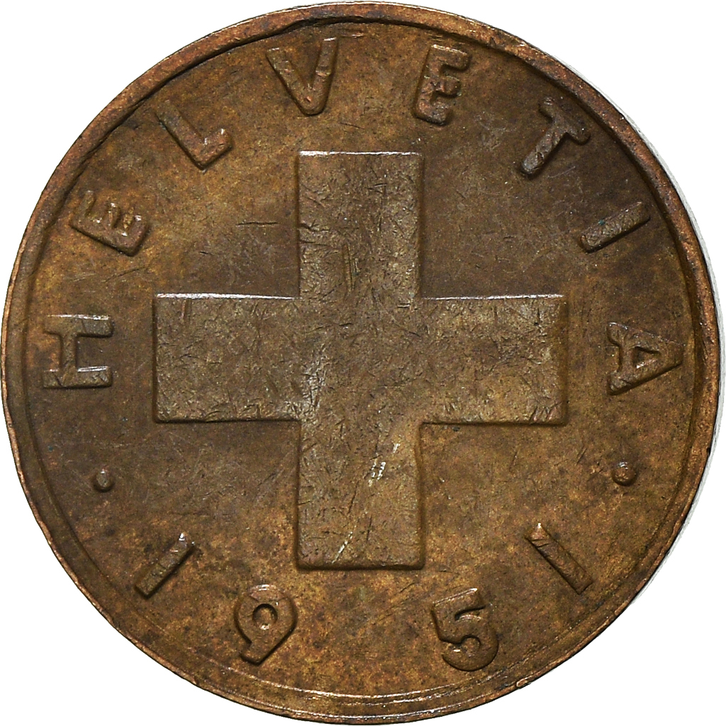 Moneda, Suiza, Rappen, 1951