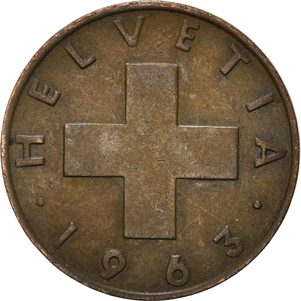 Moneda, Suiza, 2 Rappen, 1963