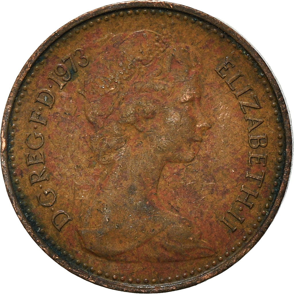 Moneda, Gran Bretaña, 1/2 New Penny, 1973