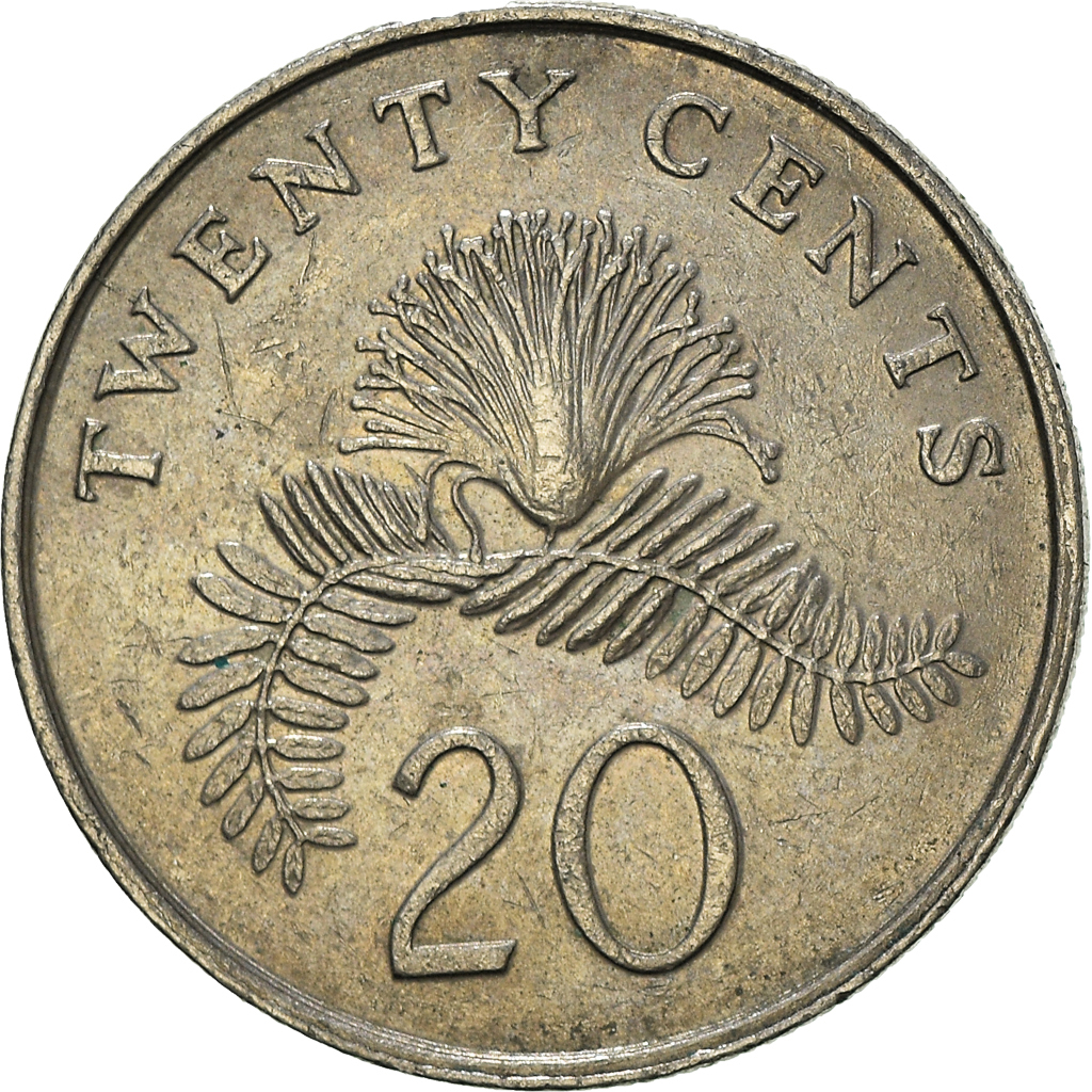 Moneda, Singapur, 20 Cents, 1987