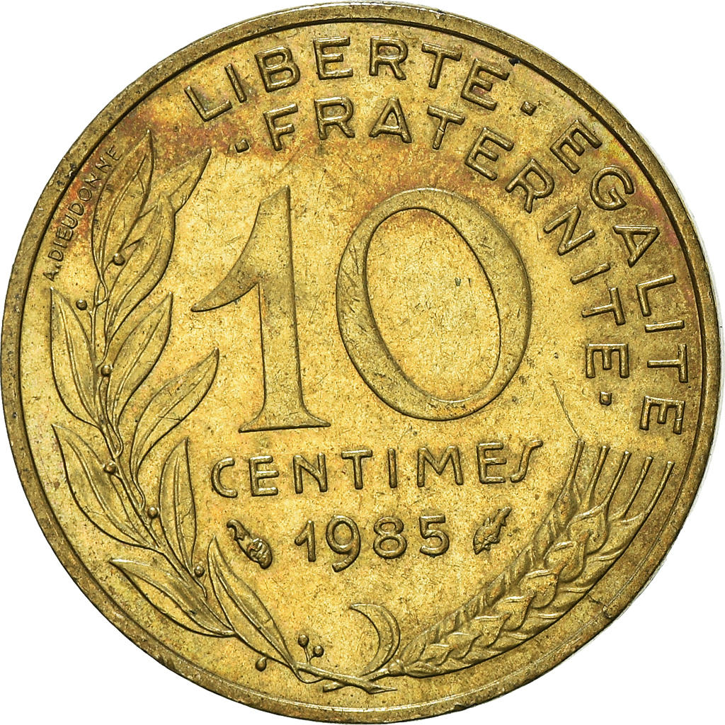 Moneda, Francia, 10 Centimes, 1985