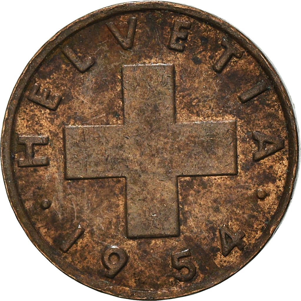 Moneda, Suiza, Rappen, 1954