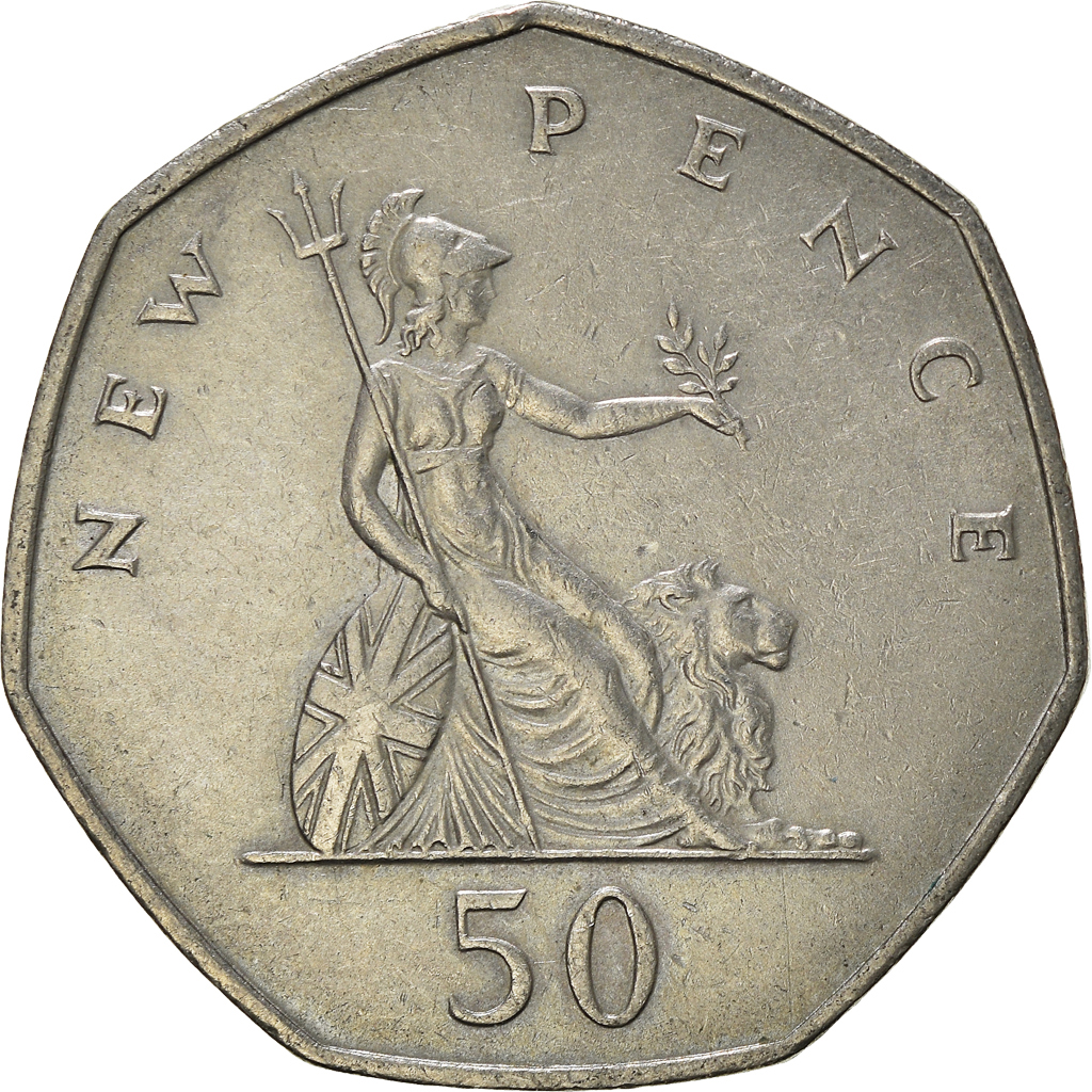 Moneda, Gran Bretaña, 50 New Pence, 1969