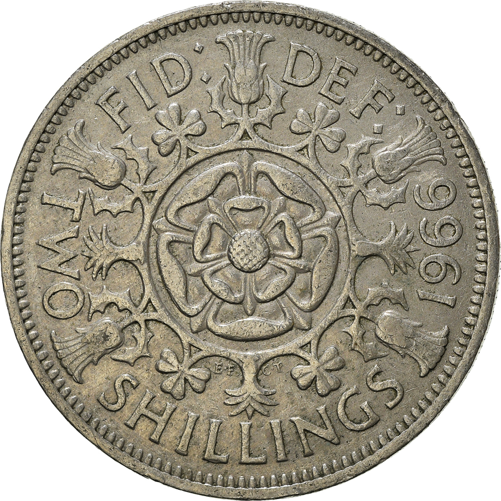 Moneda, Gran Bretaña, Florin, Two Shillings, 1966