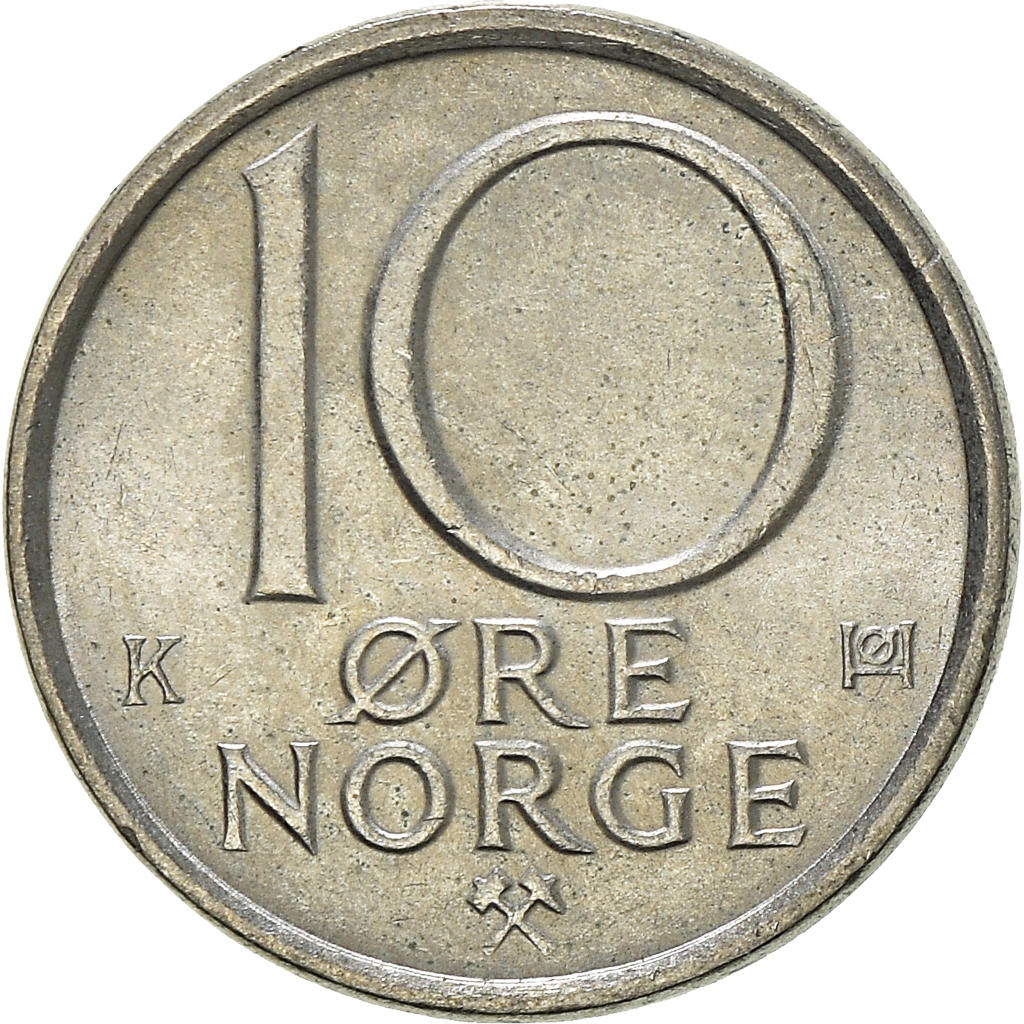 Moneda, Noruega, 10 Öre, 1987