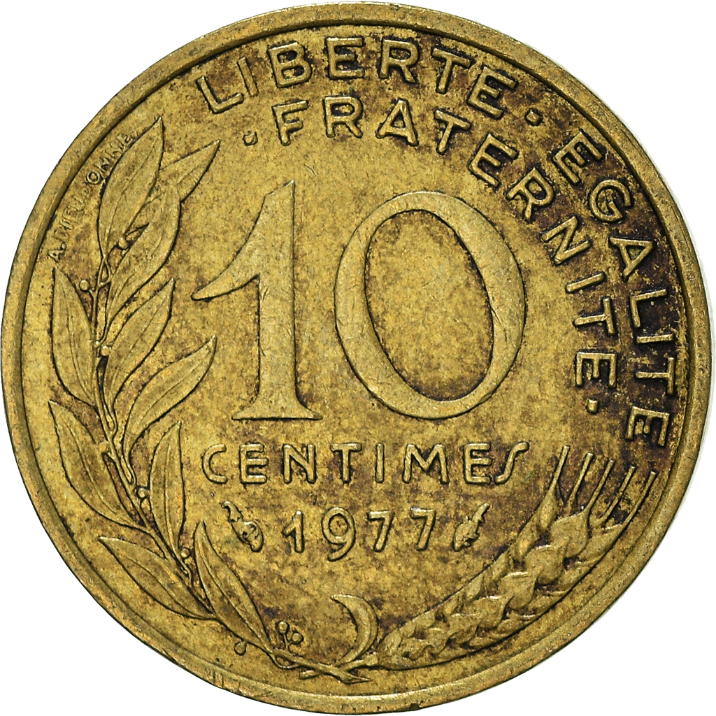 Moneda, Francia, 10 Centimes, 1977
