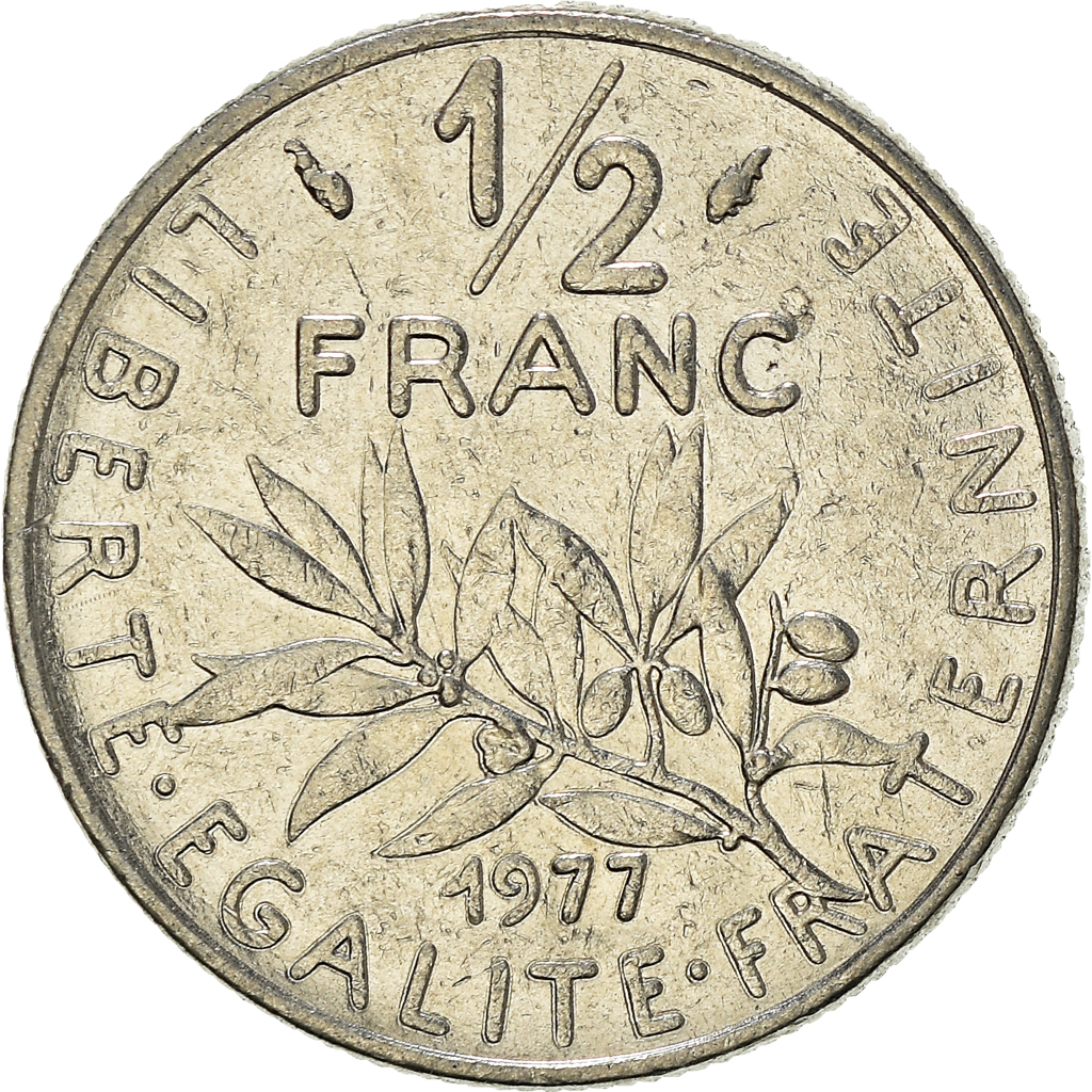 Moneda, Francia, 1/2 Franc, 1977