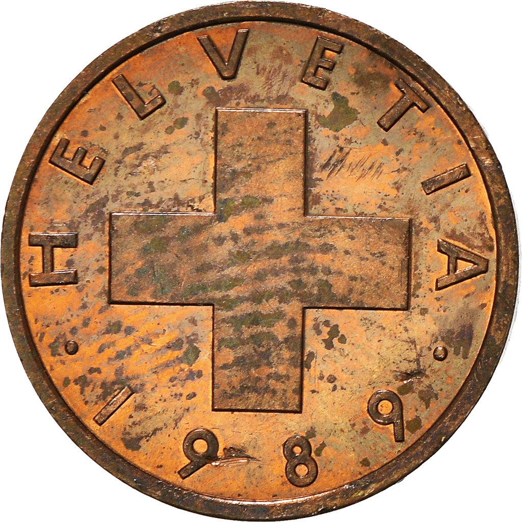 Moneda, Suiza, Rappen, 1989