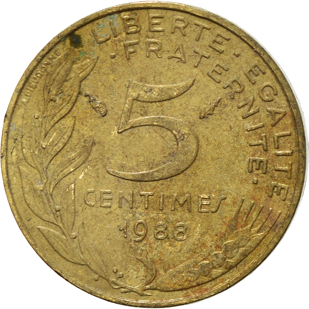 Moneda, Francia, 5 Centimes, 1988