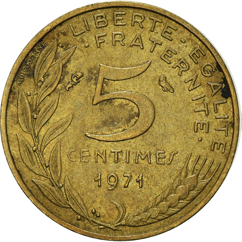 Moneda, Francia, 5 Centimes, 1971