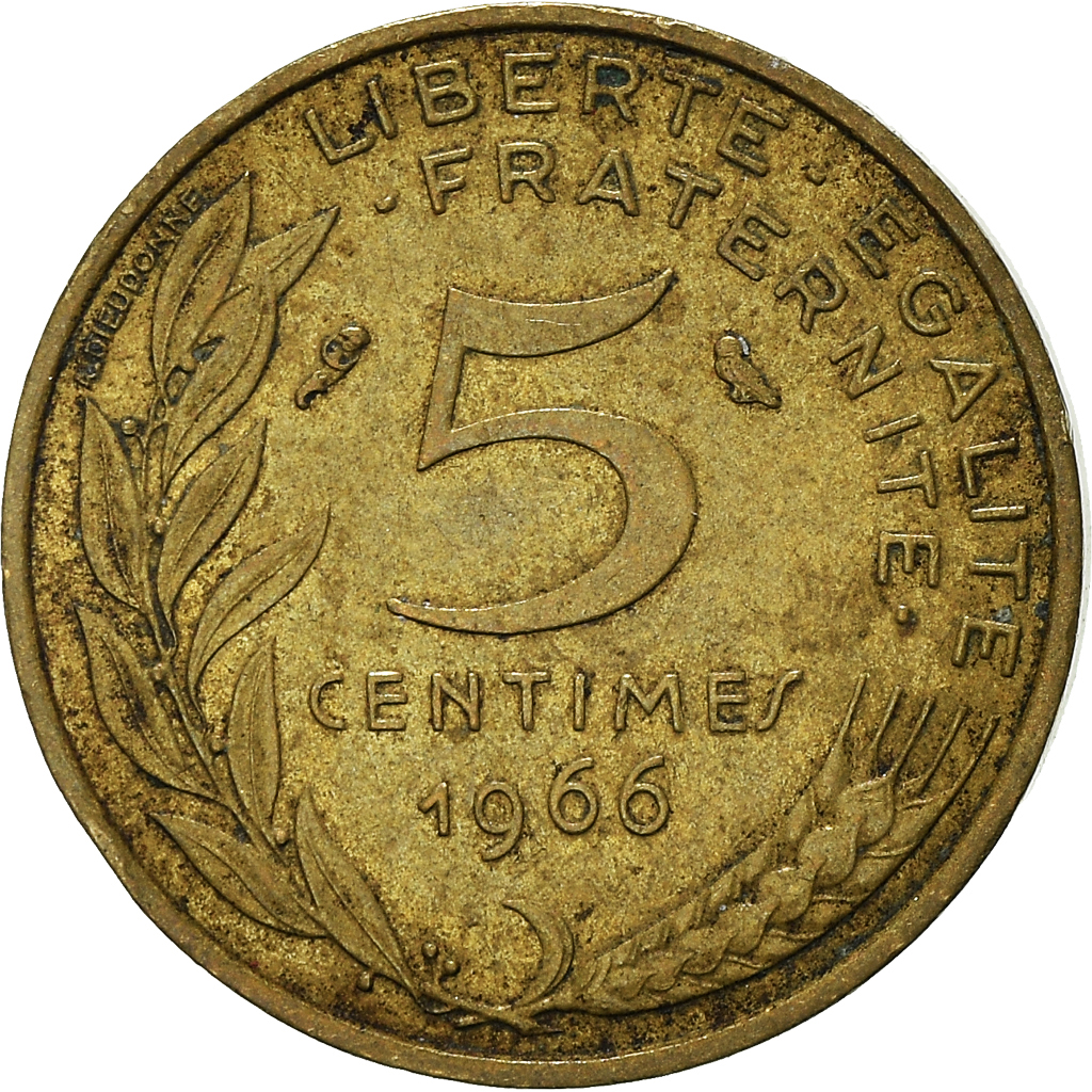 Moneda, Francia, 5 Centimes, 1966