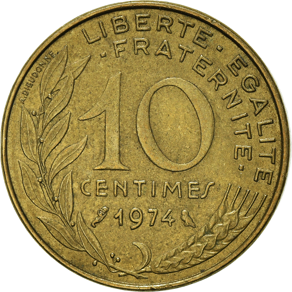 Moneda, Francia, 10 Centimes, 1974