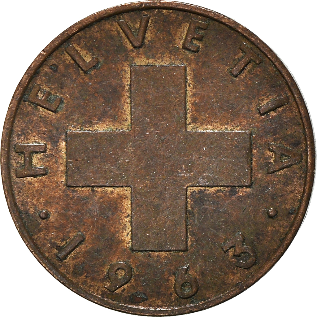 Moneda, Suiza, Rappen, 1963