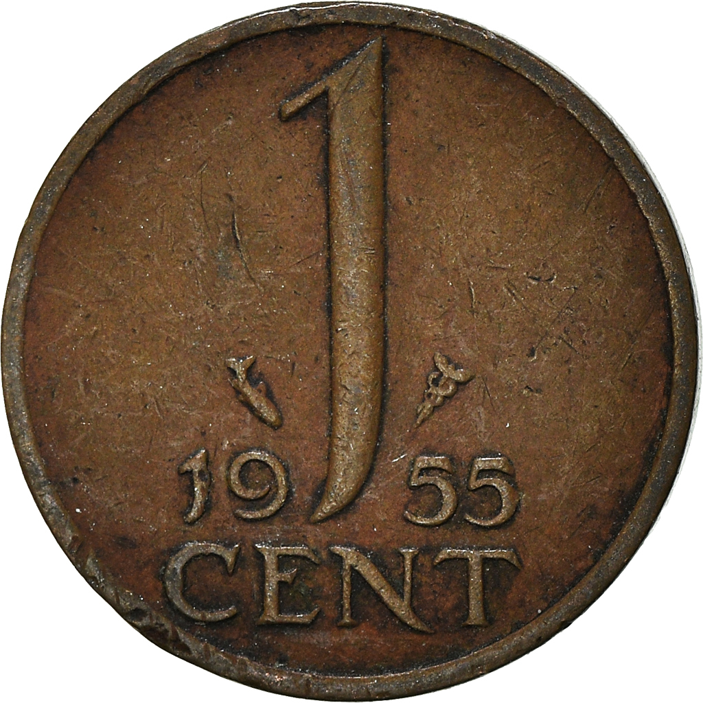 Moneda, Países Bajos, Cent, 1955