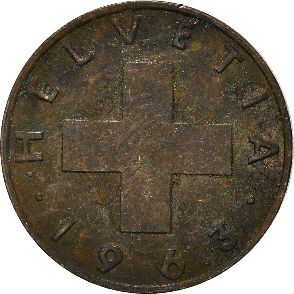 Moneda, Suiza, 2 Rappen, 1963