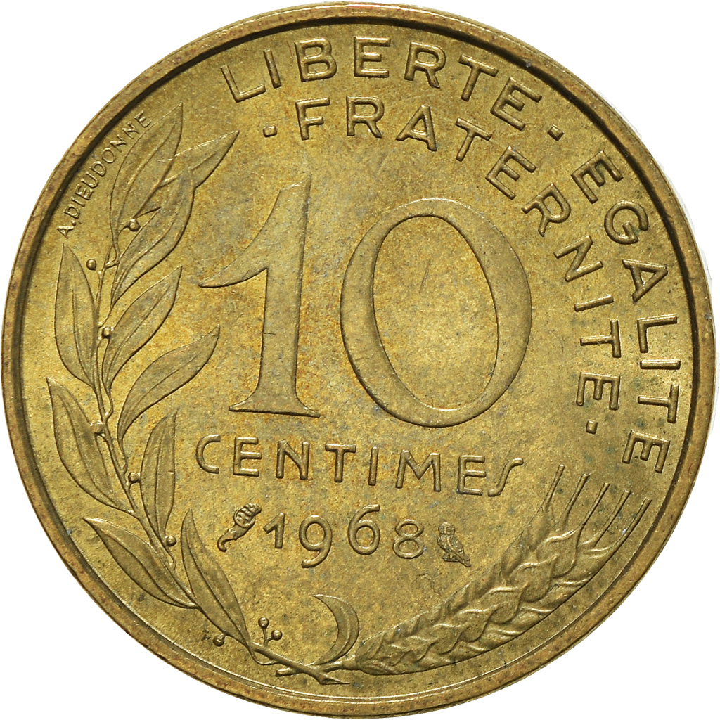 Moneda, Francia, 10 Centimes, 1968