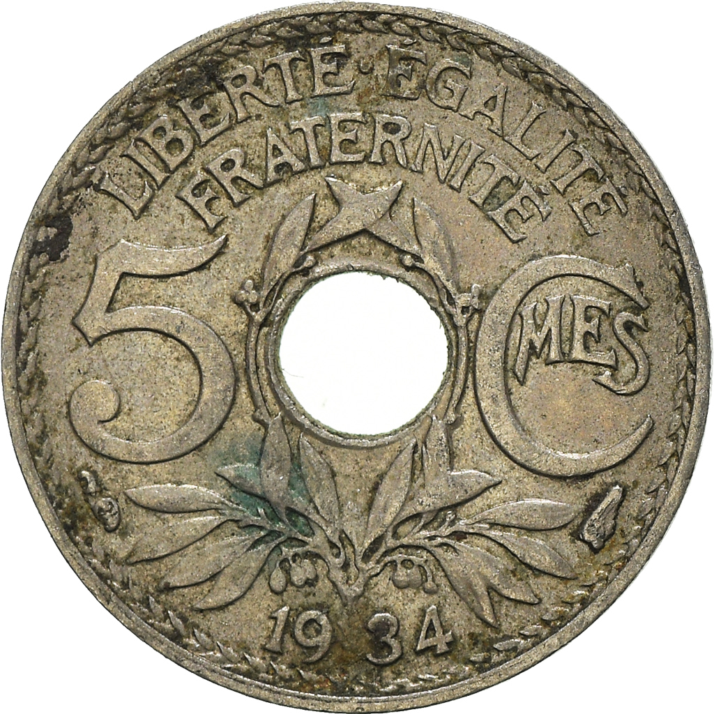 Moneda, Francia, 5 Centimes, 1934