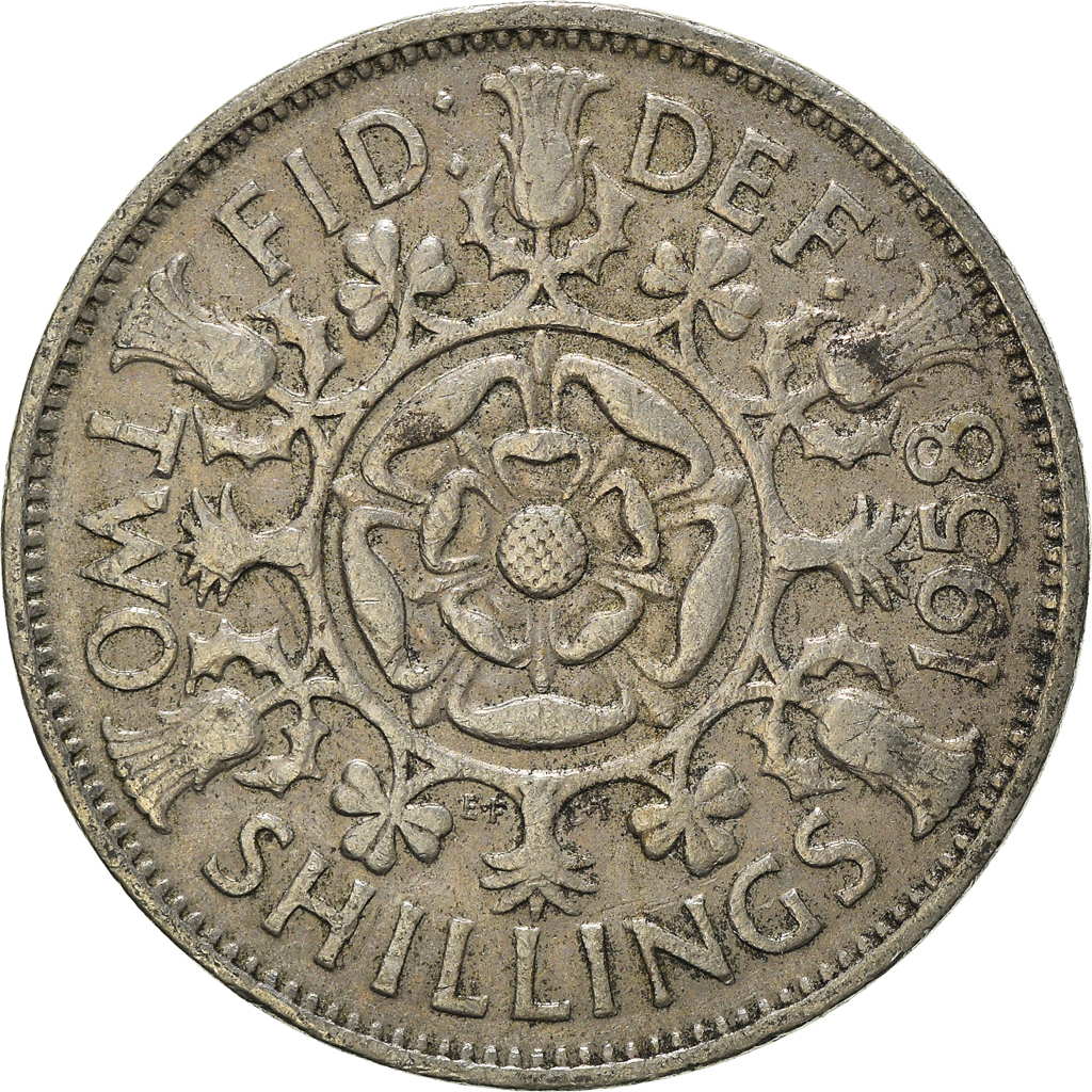 Moneda, Gran Bretaña, Florin, Two Shillings, 1958