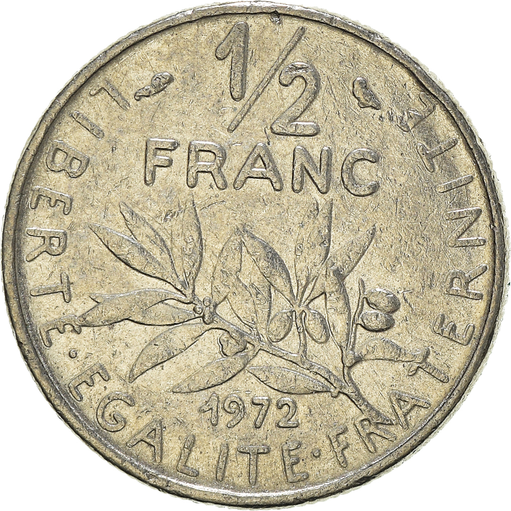 Moneda, Francia, 1/2 Franc, 1972
