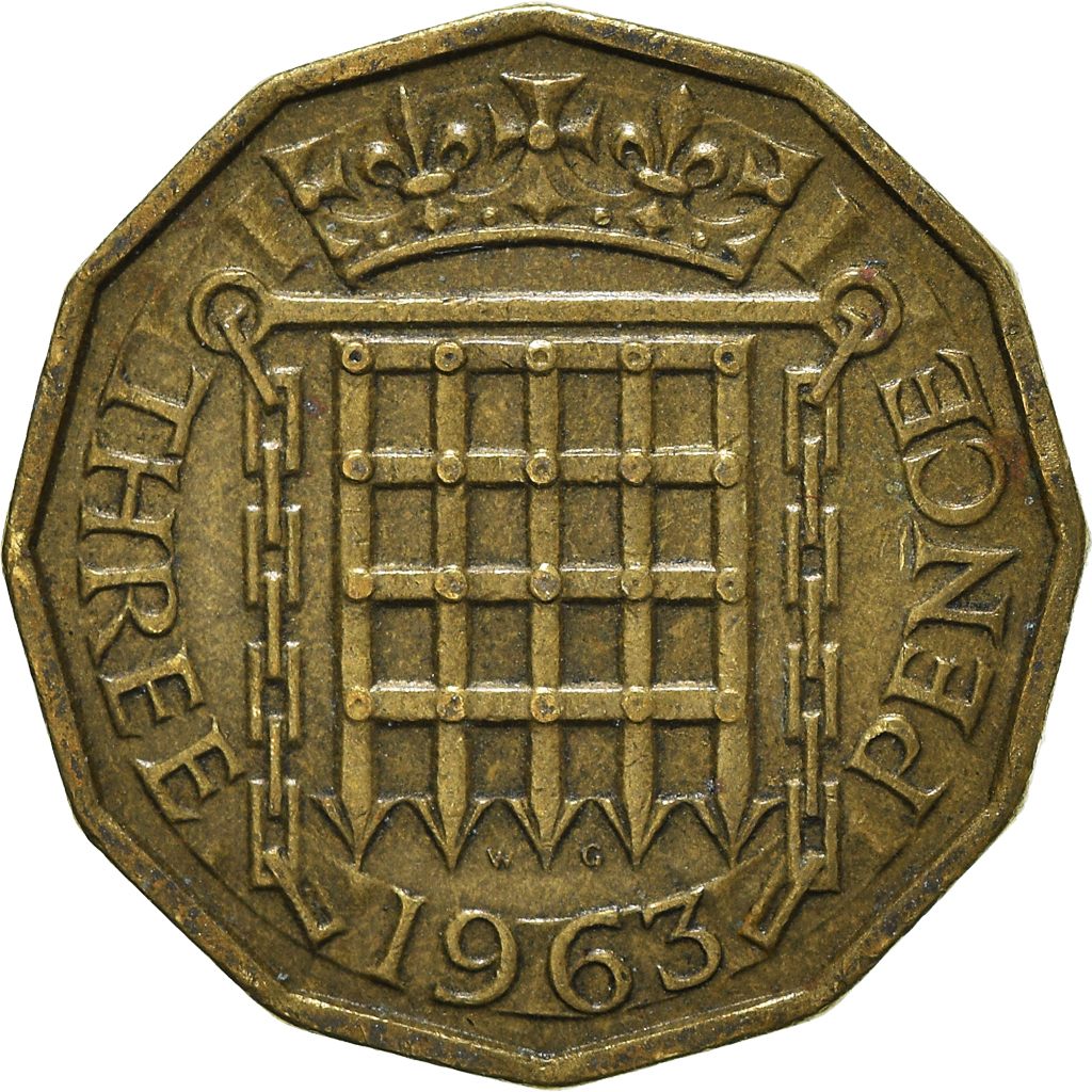 Moneda, Gran Bretaña, 3 Pence, 1963