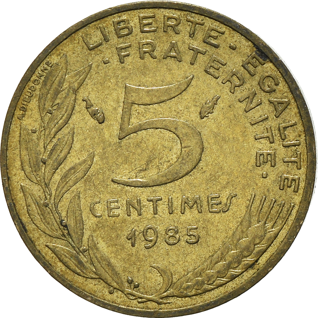 Moneda, Francia, 5 Centimes, 1985