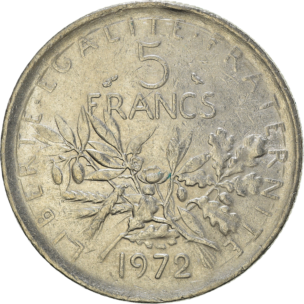 Moneda, Francia, 5 Francs, 1972