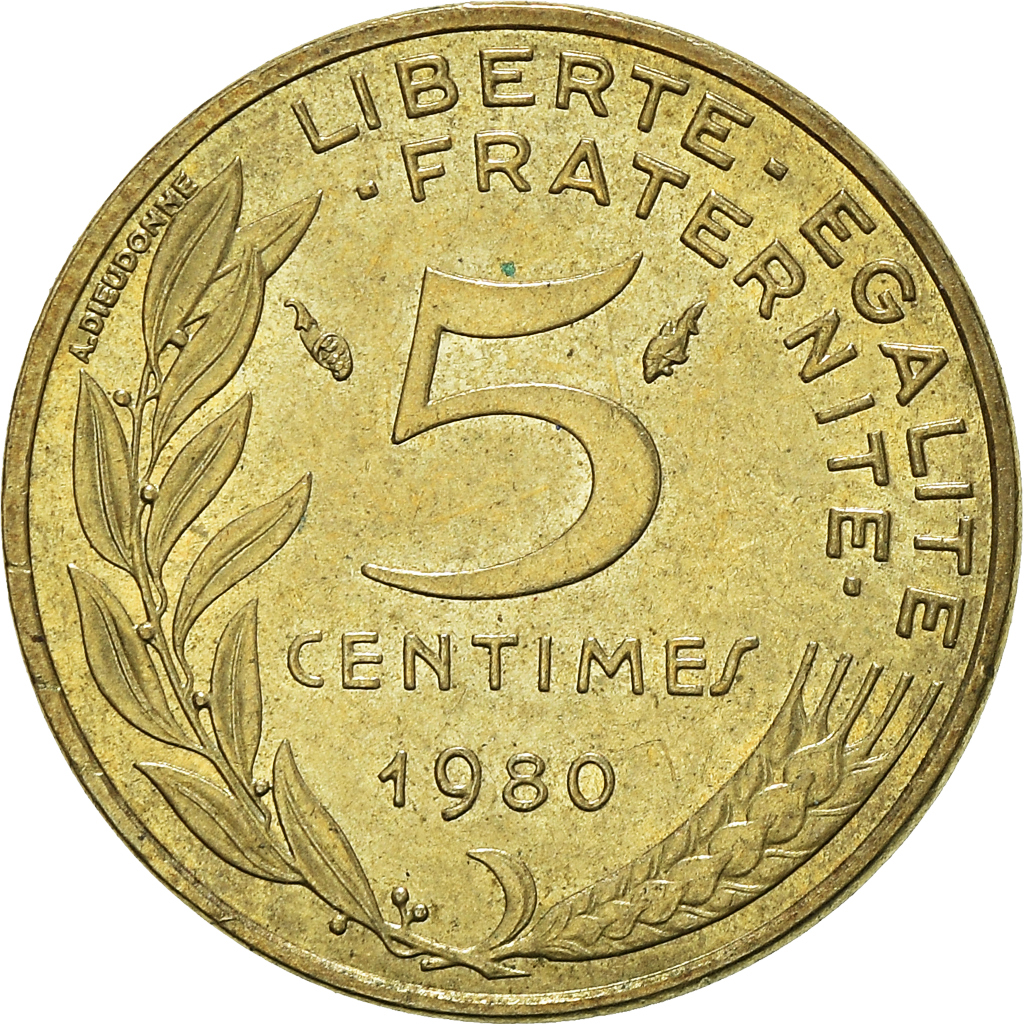 Moneda, Francia, 5 Centimes, 1980