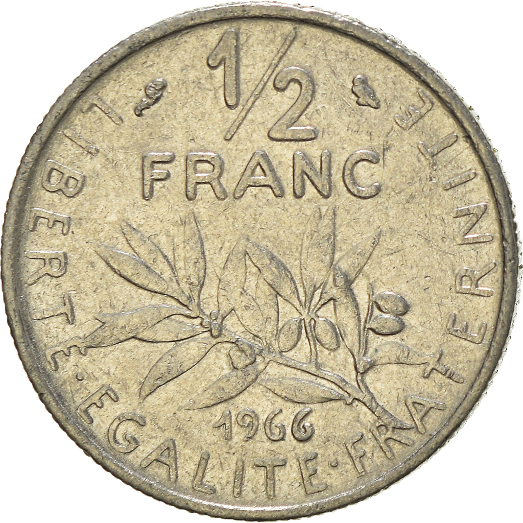 Moneda, Francia, 1/2 Franc, 1966