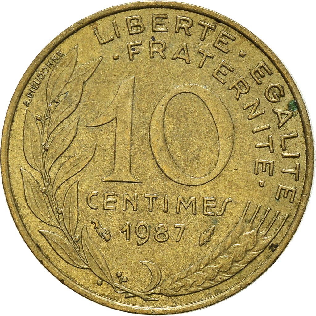 Moneda, Francia, 10 Centimes, 1987