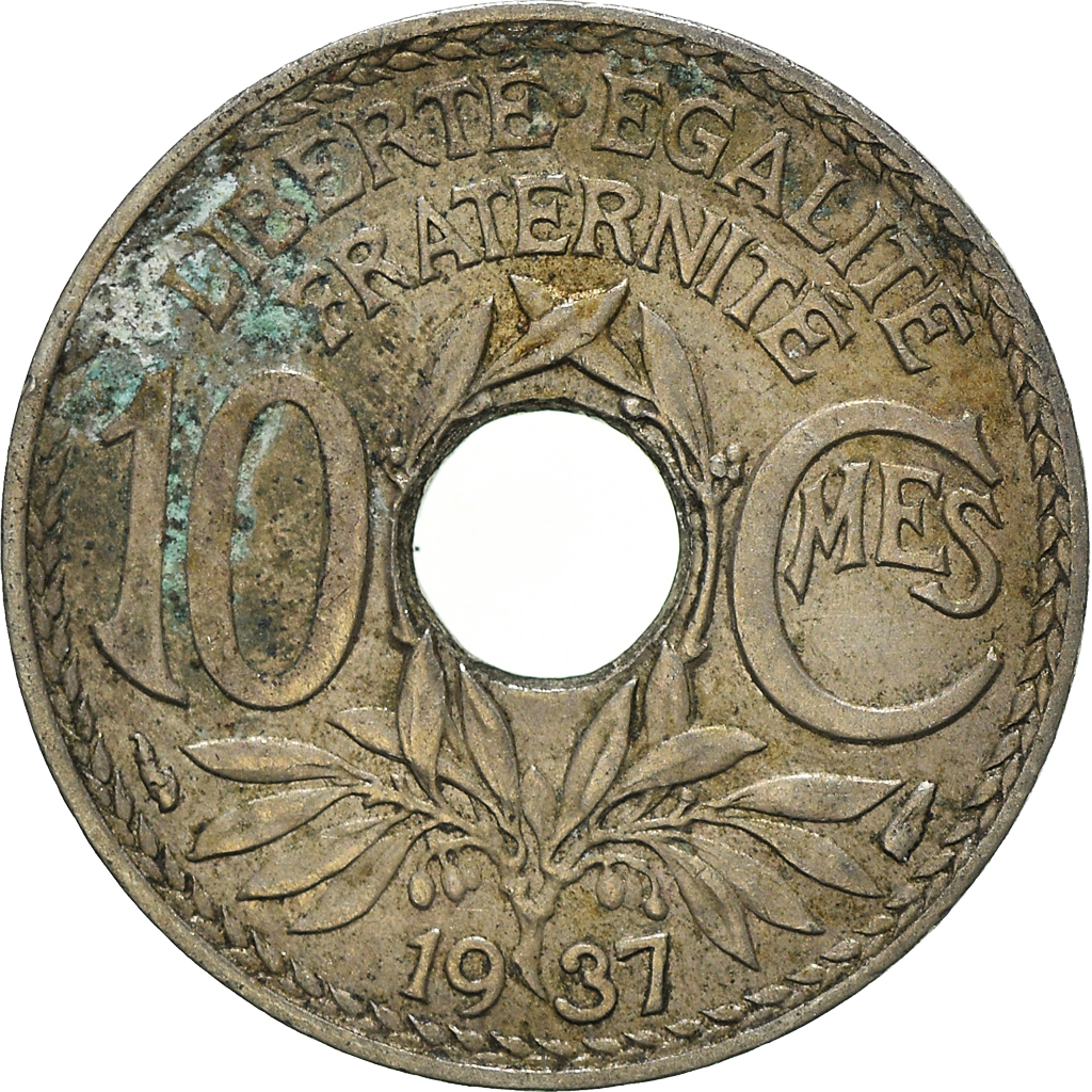 Moneda, Francia, 10 Centimes, 1937