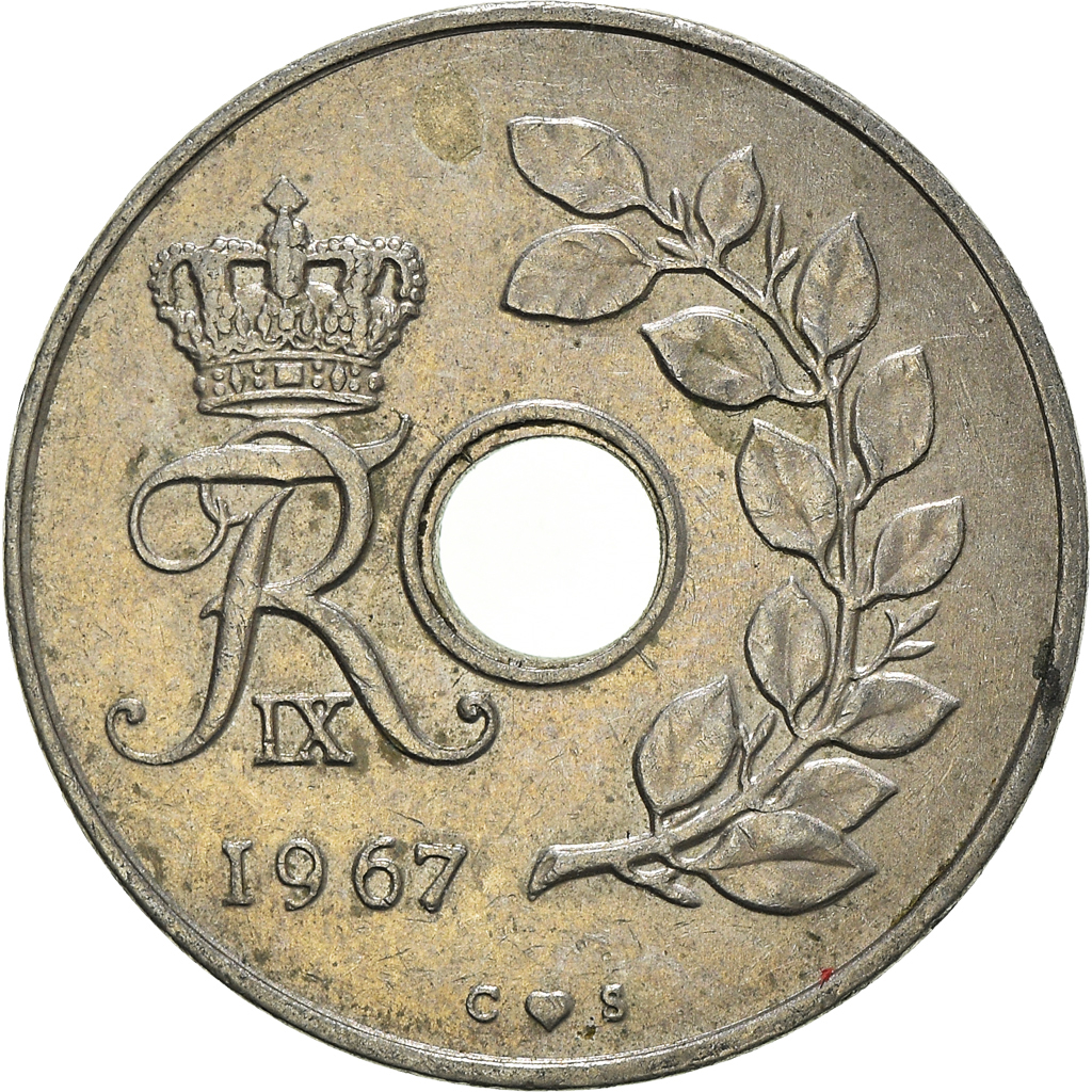 Moneda, Dinamarca, 25 Öre, 1967