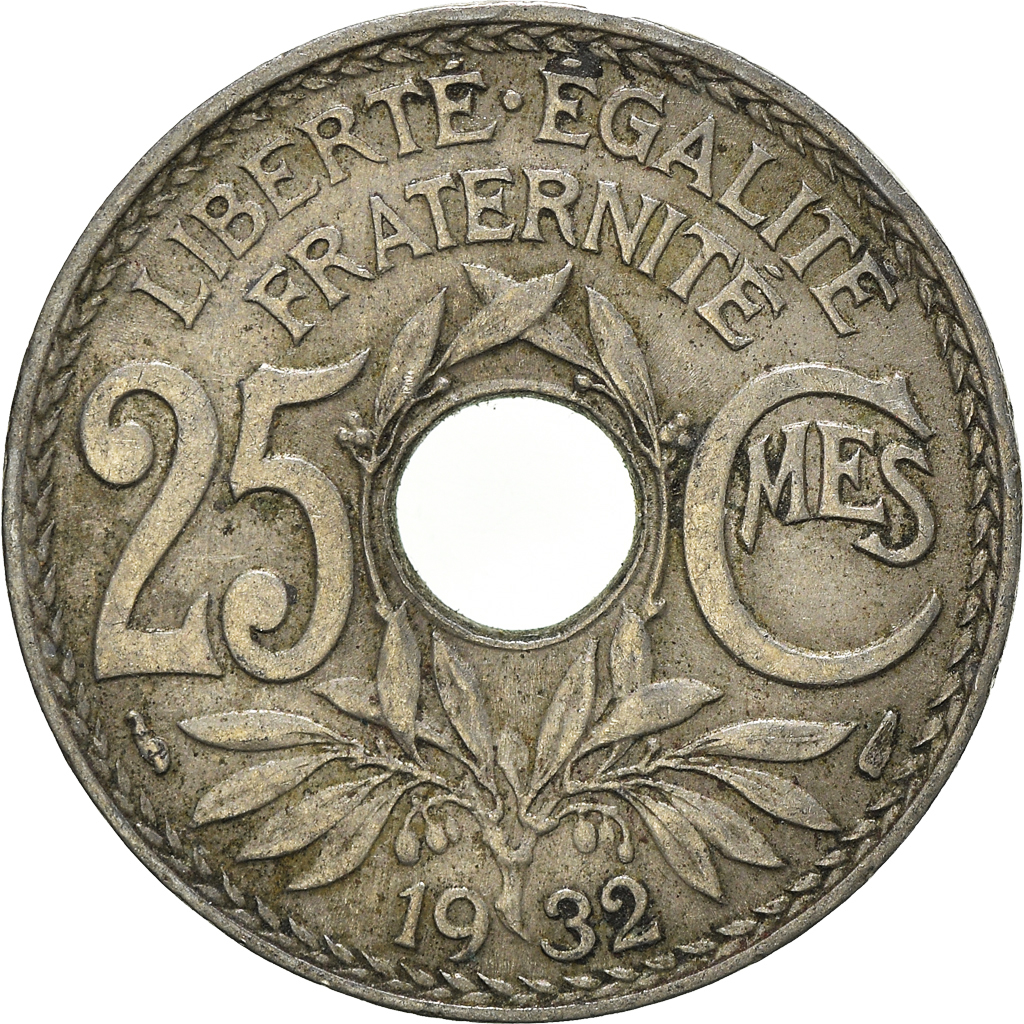 Moneda, Francia, 25 Centimes, 1932