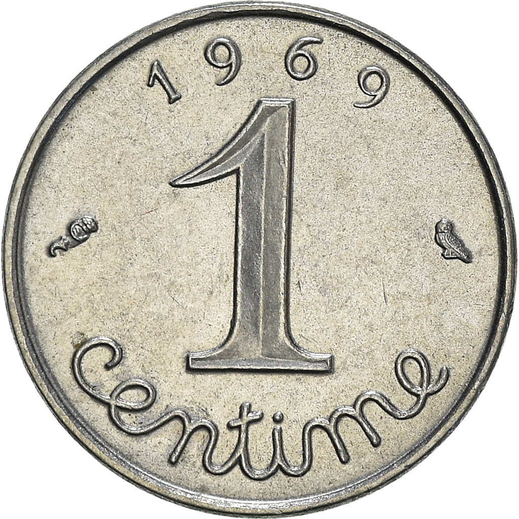 Moneda, Francia, Centime, 1969