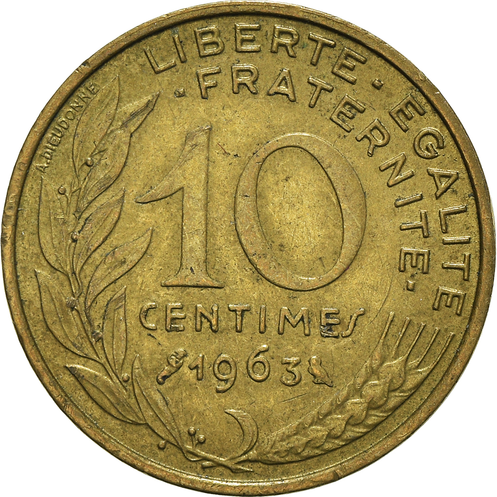 Moneda, Francia, 10 Centimes, 1963