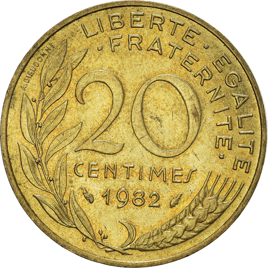 Moneda, Francia, 20 Centimes, 1982